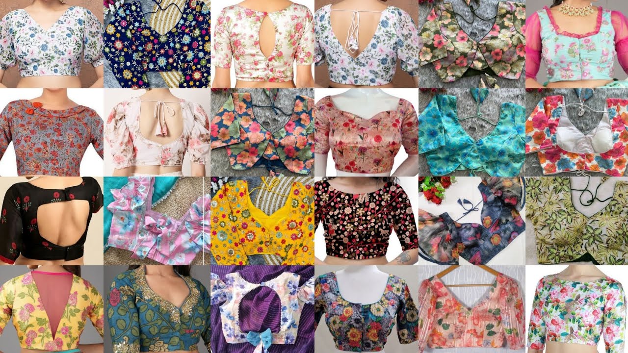 Trendy Floral Print Blouse Designs | Flower Print Blouse Design | New Floral Blouse Ke Neck Design