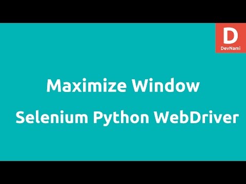 Python Selenium Re size Maximize Window