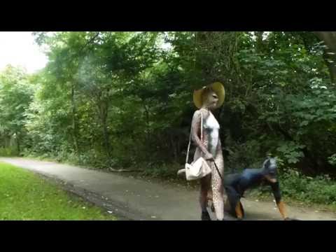 Leopard walks her dog