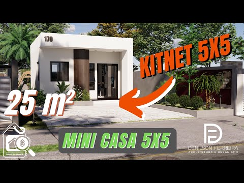 023 - Mini Casa 5x5 | Kitnet 25m |  Tiny House | Quitinete | Loft | Small House | PLANTA NO LINK