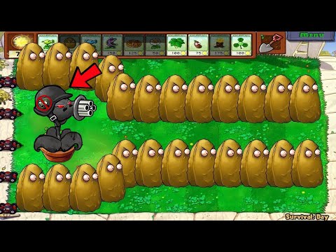1 DOOM-GATLING PEA vs Tall Nut vs All Zombie - Plants vs Zombies
