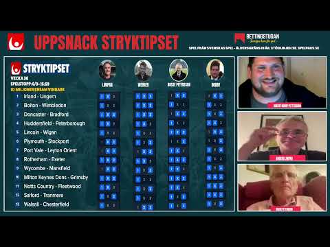 Uppsnack Stryktipset Lördag v36  » Tips & Förslag Bobby, Limpar & Bosse