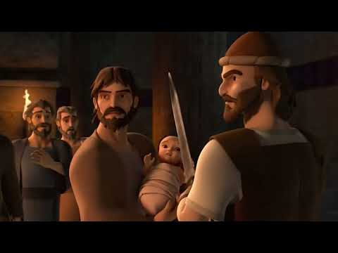 Solomon's wisdom at the trial with the two mothers | Superbook, 4k clip