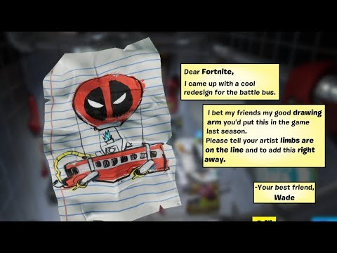 Find Deadpool's letter to Epic Games Guide – Fortnite (Deadpool Skin Challenges)