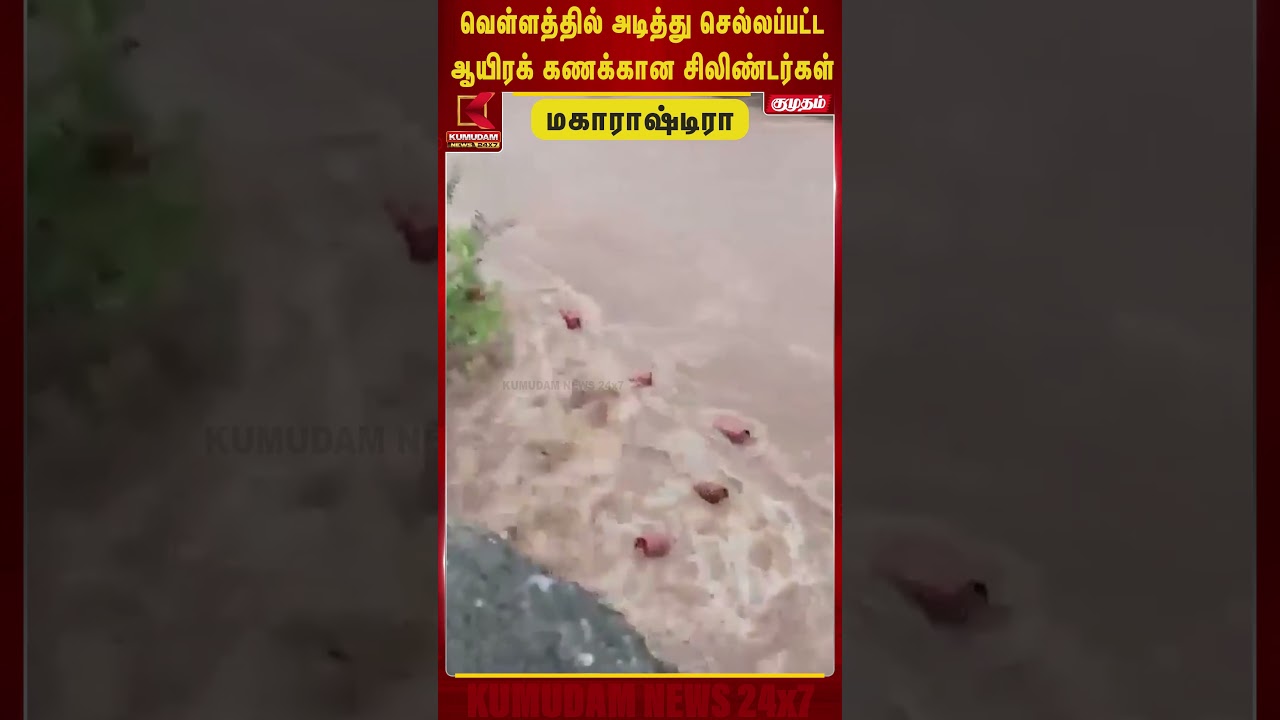வெள்ளத்தில் அடித்து செல்லப்பட்ட ஆயிரக் கணக்கான சிலிண்டர்கள் | Maharashtra Cylinder | Kumudam News