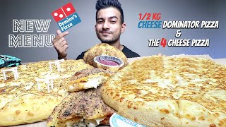 Domino's NEW 1/2 kg The Cheese Dominator Pizza & The 4 Cheese Pizza with 4 times more cheese MUKBANG