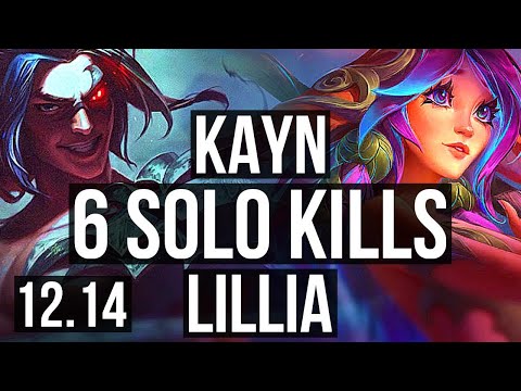 KAYN vs LILLIA (JNG) | 17/1/5, Legendary, 6 solo kills, 1.2M mastery | NA Grandmaster | 12.14