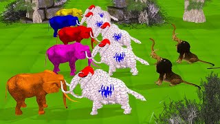 Download lagu 2 monster elephant vs 5 evil elephant fight  saved by 5 white mammoths elephants epic battle mp3