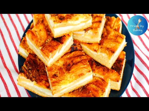 Apple sheet cake with cottage cheese (Latvian plātsmaize)