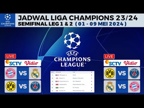 Jadwal Semifinal Liga Champions 2024 - Bayern Munchen vs Real Madrid , Borussia Dortmund vs PSG