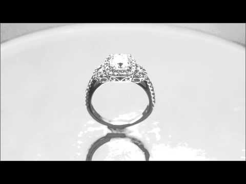 18K WHITE GOLD CUSHION CUT DIAMOND EGAGEMENT RING ART DECO STYLE 2.28CTW - KNR INC - 473
