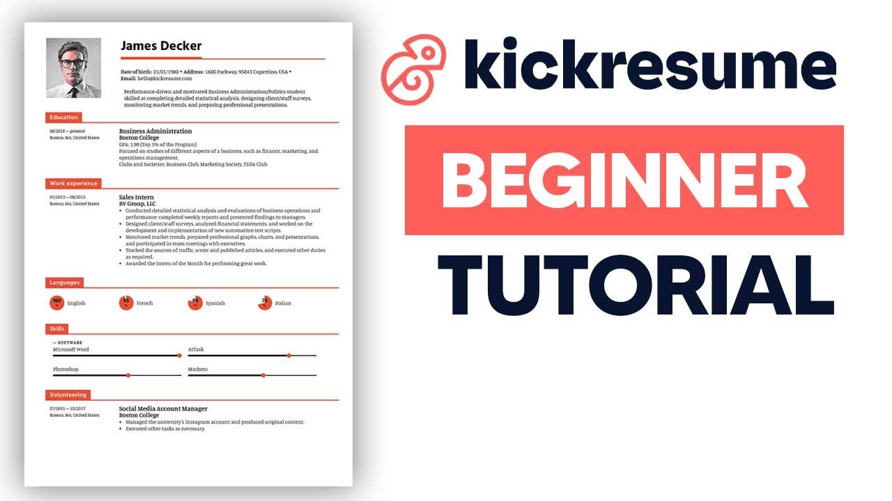 Kickresume tutorial