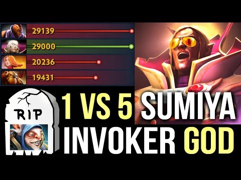 1 vs 5 Sumiya the Best Invoker World! RIP Combo vs AM Meepo Epic Gameplay Dota 2
