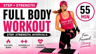 Step + Strength Workout | Full Body Dumbbell + Cardio Step Intervals (Calorie Burn)