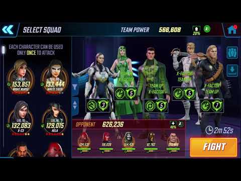 MSF Alliance War: 566k X-Factor/Kestrel vs 626k Brotherhood 2.0 sub Doom -154k - Marvel Strike Force