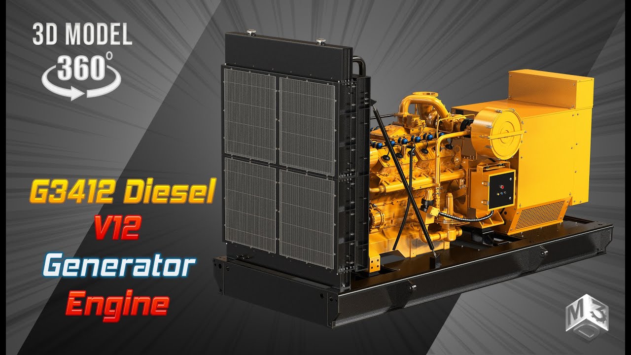 3412 ग्राम इंजन - वी12 जनरेटर इंजन 3D मॉडल