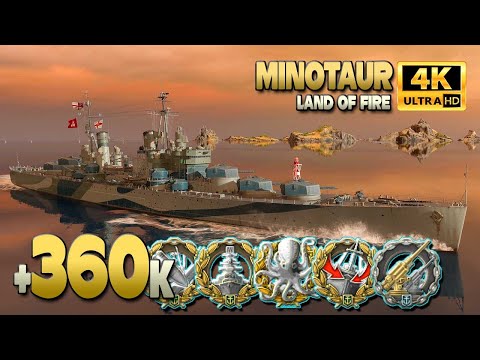 Cruiser Minotaur: +360k damage thriller - World of Warships