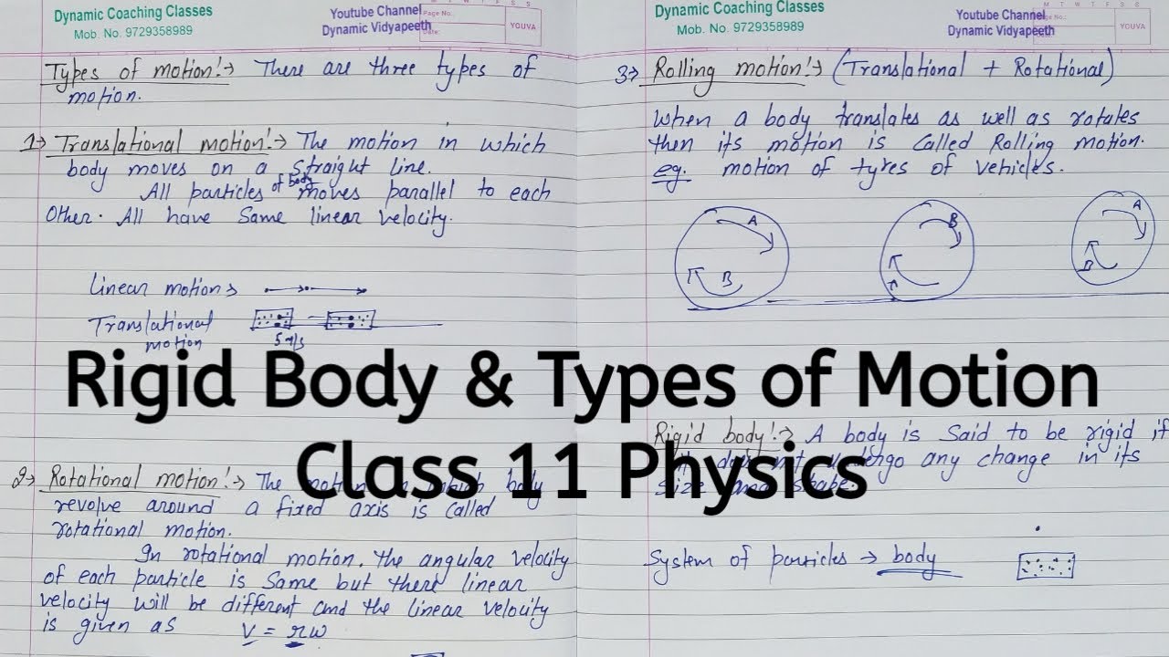 Rigid Body | Types of Motion | Chapter 6 | System of Particles and Rotational Motion | Class 11