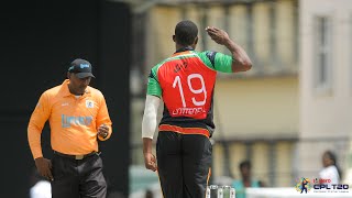 Sheldon Cottrell gives Chris Gayle the salute send