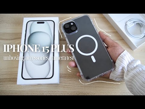 Iphone 15 Plus unboxing, accessories and camera test | aesthetic unboxing