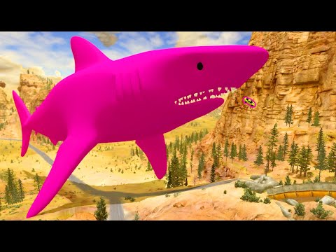 Giant Sharks Island - Epic Cars High Speed Jump | Jean Daniel.