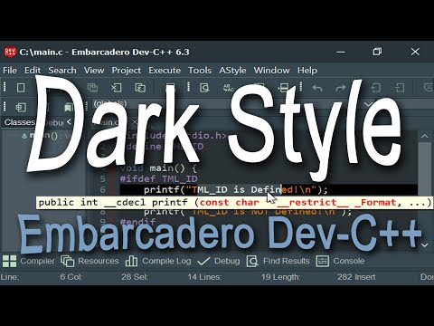 Embarcadero Dev-C++ dark style
