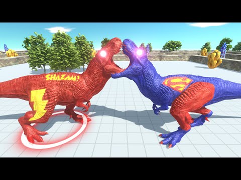 Shazam T-REX vs Superman T-REX Deathrun - Animal Revolt Battle Simulator