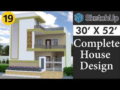 30 X 52 House Design in Sketchup for Beginners || Tutorial in Hindi