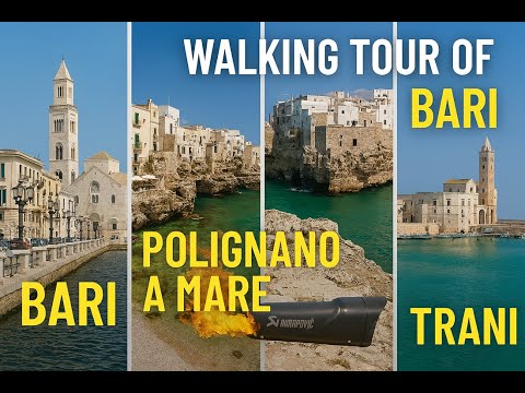 Bari to Trani Walking Tour 🇮🇹 | Polignano a Mare, Molfetta & Trani in 4K