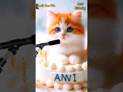 ANVI BIRTHDAY | HAPPY BIRTHDAY SONG WITH NAMES | Adorable Cute Cat 😺 #cat #cute #happybirthday