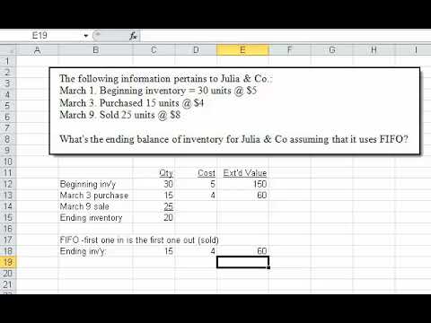 Part of a video titled Calculate Ending Inventory Using the FIFO Method - YouTube