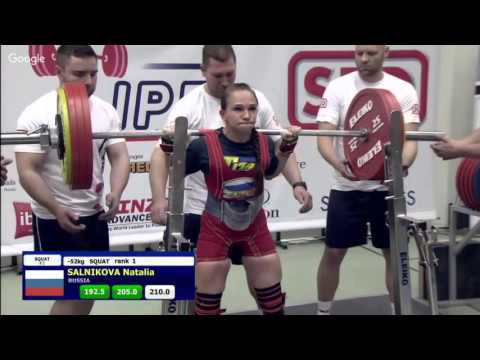 Salnikova, Derevaynko, Klimenko, IPF Worlds 2015 @52kg, women
