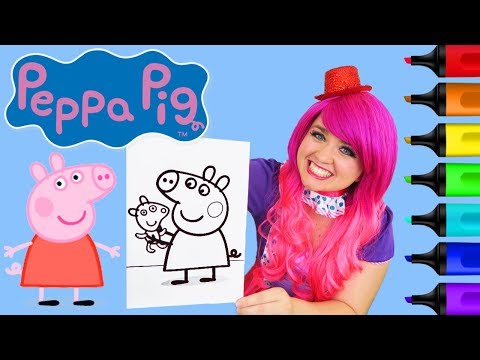 Coloring Peppa Pig & Teddy Coloring Book Page Colored Markers Prismacolor | KiMMi THE CLOWN