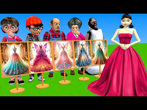 Scary Teacher 3D vs Squid Game Choose Beautiful Princess Dress vs Dressing Room 5 Times Challenger