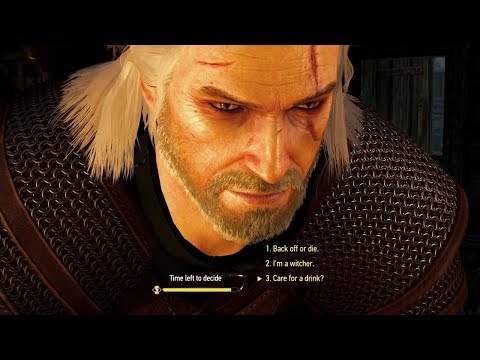 THE WITCHER 3 - Geralt's conversation with Bandits in the Inn (all options) [4K, 60fps]