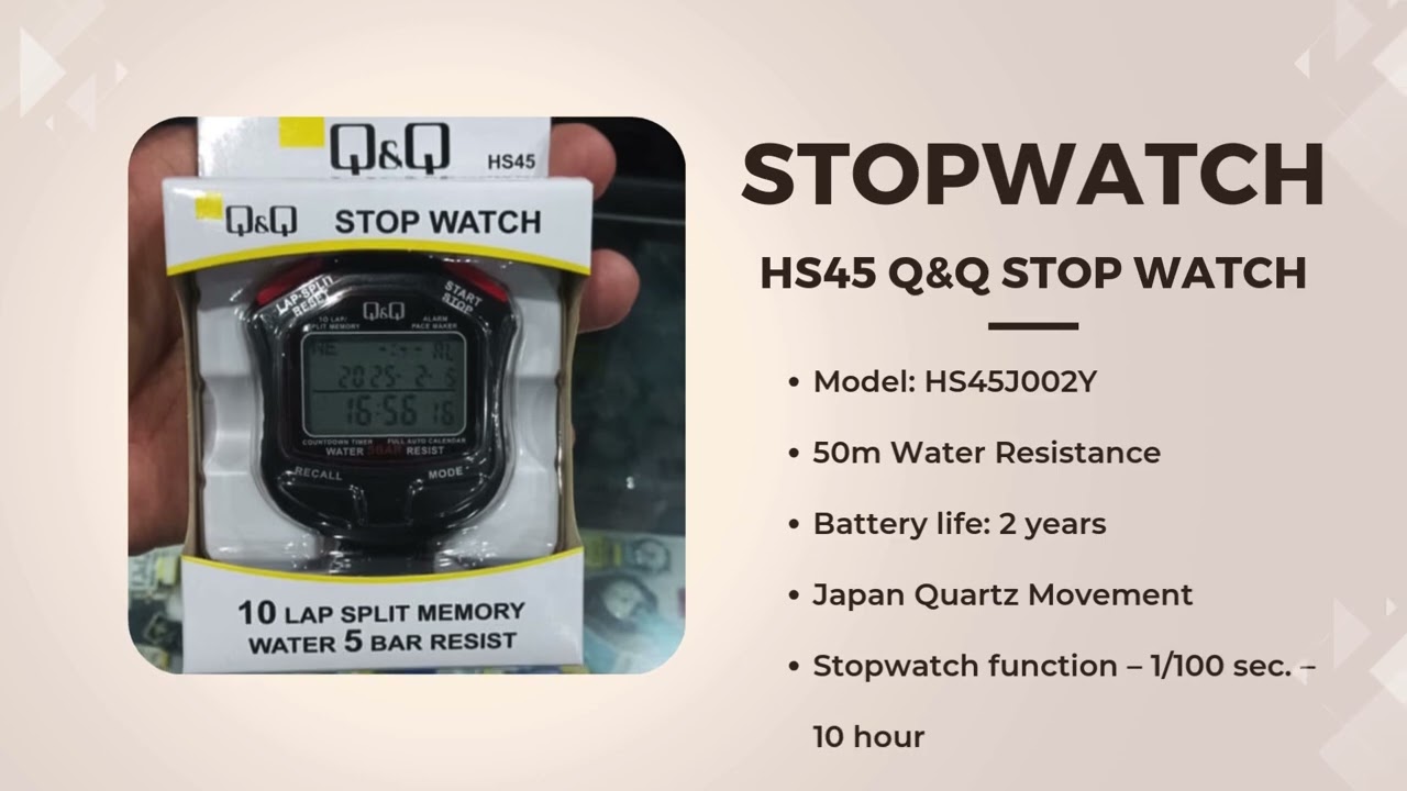 Presention of Digital Stopwatch HS45 Q&Q Stop Watch