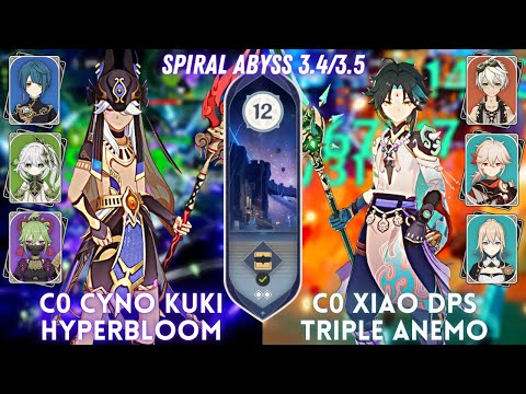 C0 Cyno Hyperbloom & C0 Xiao Triple Anemo | Spiral Abyss 3.4 - Floor 12 - 9⭐