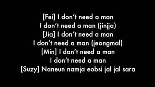 I don&#39;t need a man - Miss A lyrics
