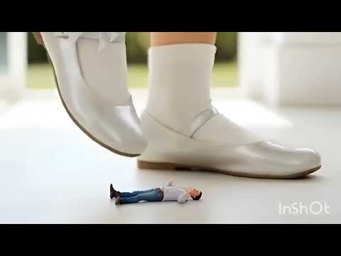 A giant girl steps on a tiny man  #trample #cosplay 