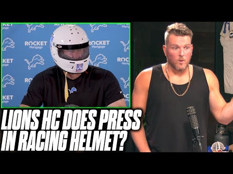 Pat McAfee Reacts Lions HC Dan Campbell Does Press Conference In Helmet