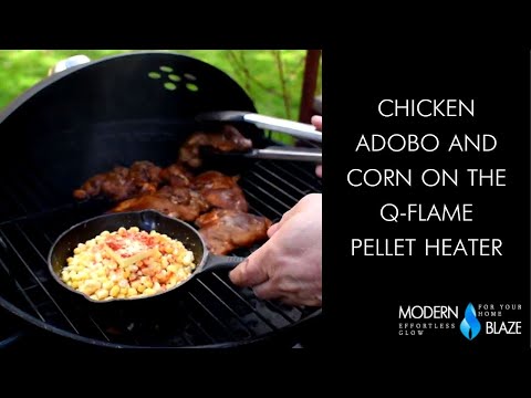 Cooking Chicken Adobo and Corn on the Q-Flame Wood Pellet Heater