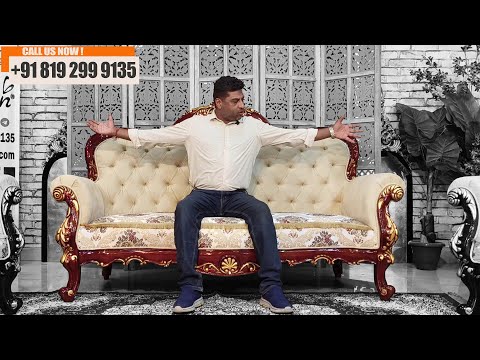 Best 5 Seater Sofa Set - Walnut & Gold Details Video