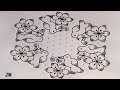 15*8 dots rangoli|creative flowers and birds rangoli|simple Pulli kolam|BY JM CREATIONS