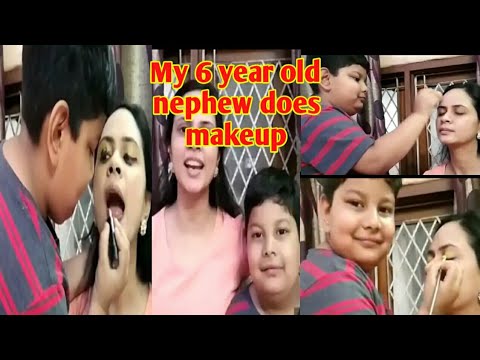 My 6 year old nephew does my makeup | funny video | "sakshi anand" Video