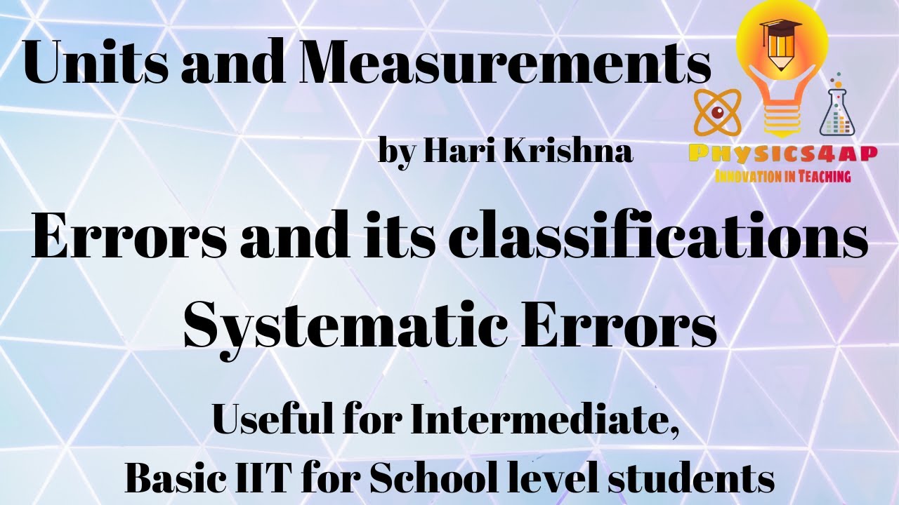 Errors and its classification: Systematic Errors: Units and Measurements