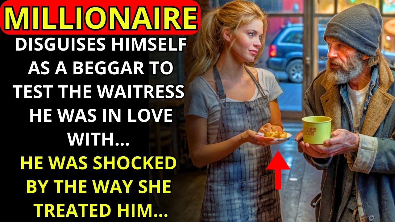 THE MILLIONAIRE DISGUISES HIMSELF AS A BEGGAR TO TEST THE WAITRESS HE WAS IN LOVE WITH...