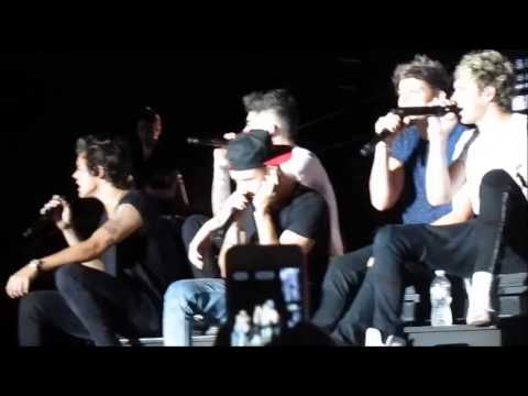 One direction- Last first kiss. Niall and Louis changing the lyrics