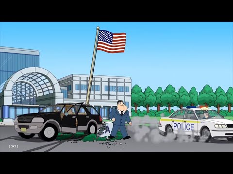 American Dad: Stan finally gets arrested for crashing his car into the Flagpole.