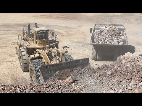 Huge Caterpillar 994 Wheel Loader Loading Caterpillar 777F Dumpers - Samaras Mining Group