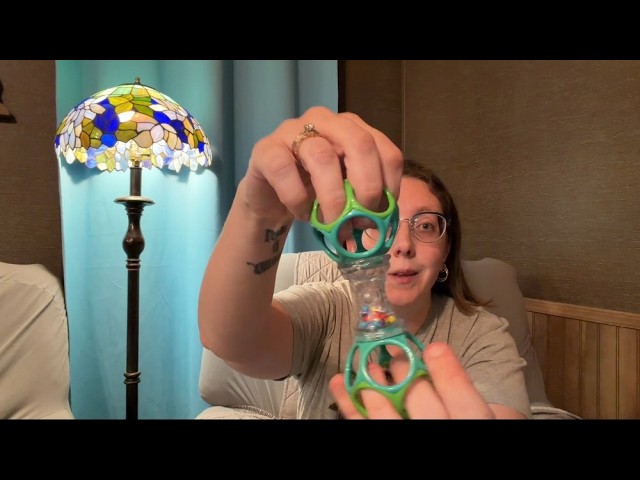 Vídeo relacionado con Bright Starts, Oball sonajero de fácil agarre sin BPA, azul, a partir de recién nacido, 10 cm